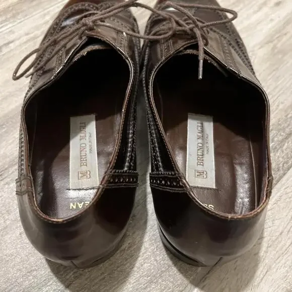 GORGEOUS BRUNO MAGLI BURGUNDY WINGTIP OXFORD MENS SHOES SIZE 10M HANDMADE ITALY - Picture 11 of 12